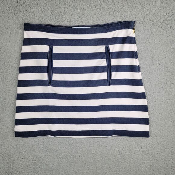 Draper James Miniskirt Womens Size 8  Navy Blue White Striped Size Zipper - Picture 1 of 13